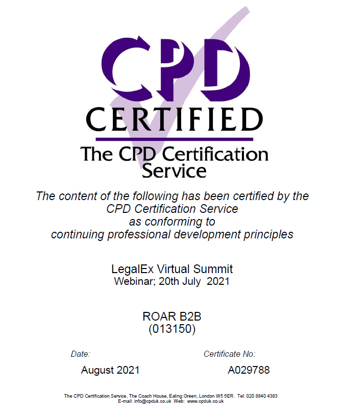 LegalEx Virtual Summit is CPD Certified 